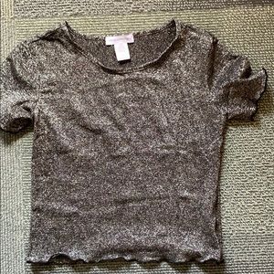 Ruffle edge sparkly crop top